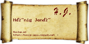 Hönig Jenő névjegykártya